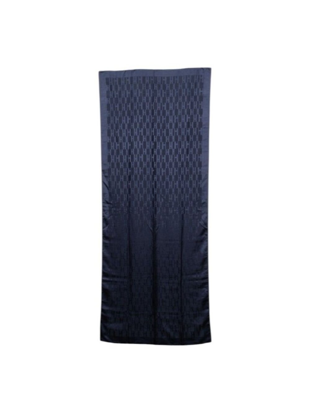 Hermes H Jacquard Scarf Large Navy Silk Wool